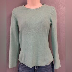 Lord & Taylor Cashmere Sweater Petite Small Aqua Cottagecore Cozy